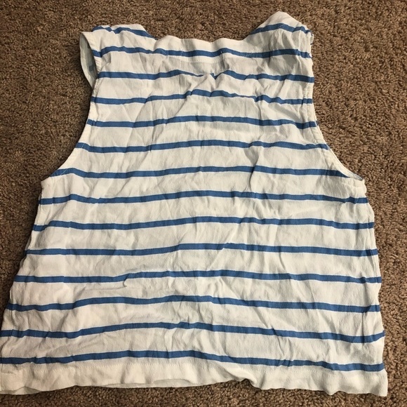 MinkPink Crop Top White with Blue stripes - Picture 6 of 9